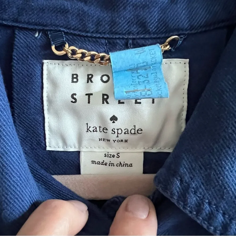 Kate Spade New York Womens Blue Broome Street Surplus Cotton Linen Jacket